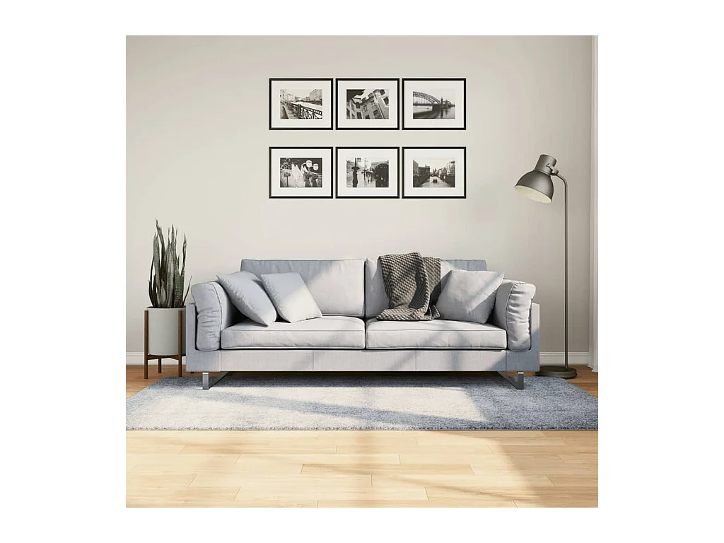 Tapis shaggy à poils longs moderne bleu 100x200 cm