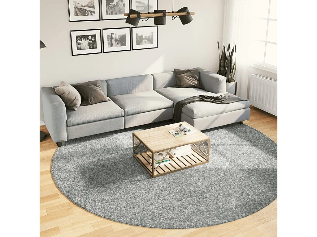 Tapis shaggy à poils longs moderne vert ø 280 cm