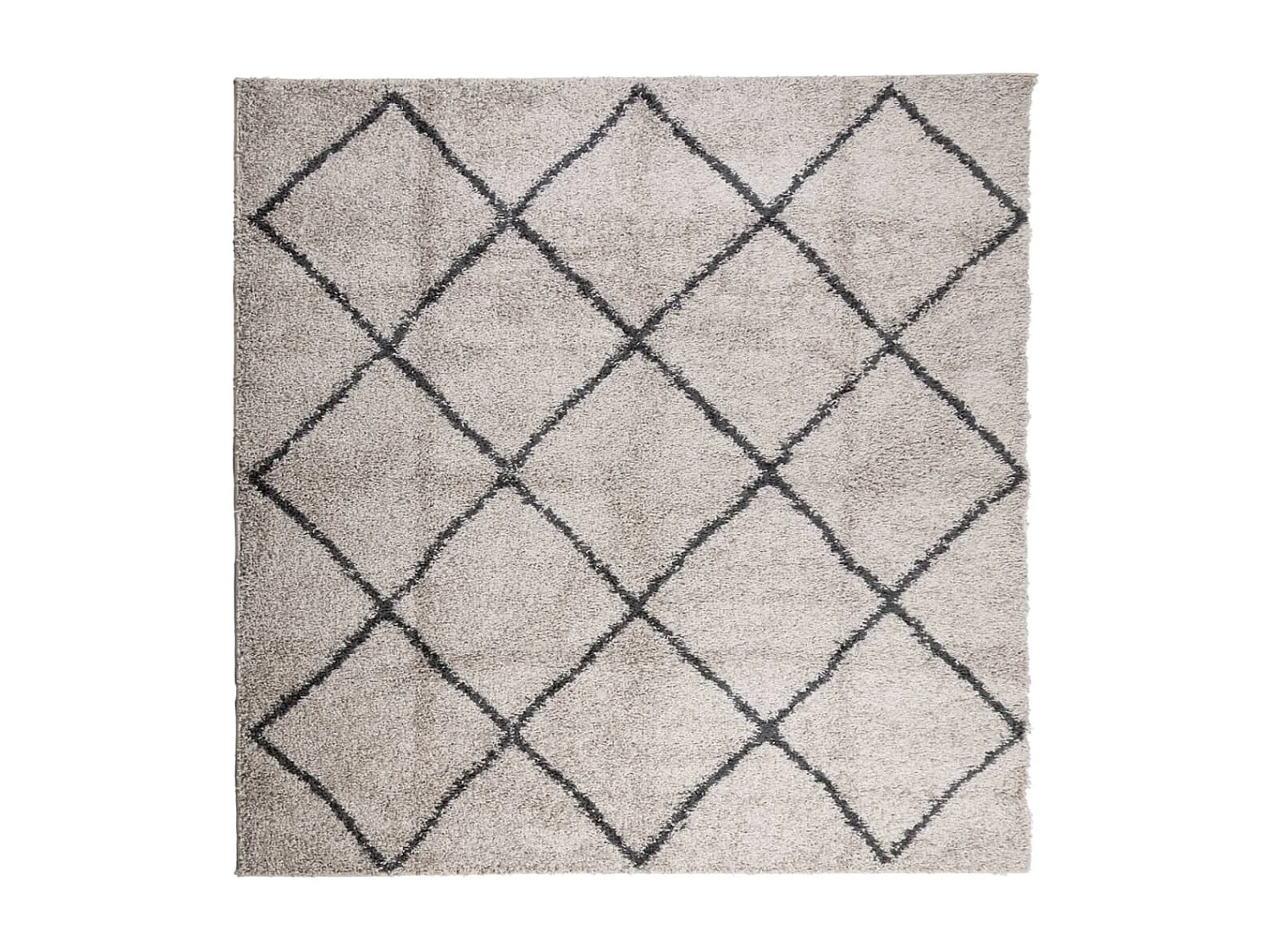 Tapis shaggy à poils longs moderne beige anthracite 240x240 cm