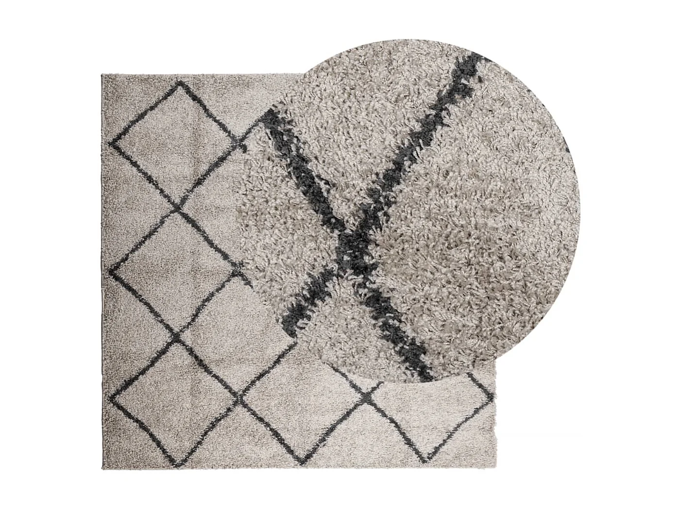 Tapis shaggy à poils longs moderne beige anthracite 240x240 cm