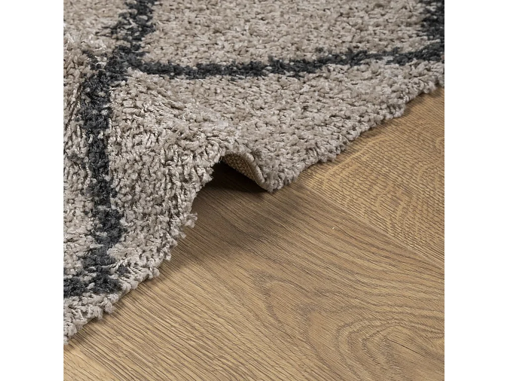 Tapis shaggy à poils longs moderne beige anthracite 240x240 cm