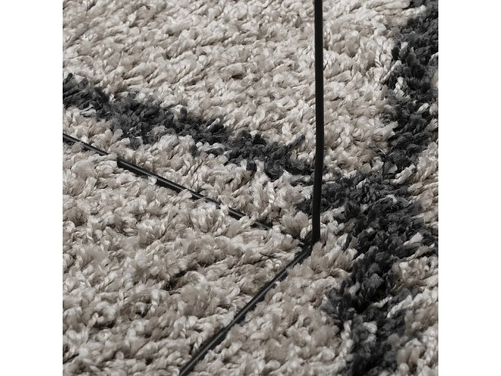 Tapis shaggy à poils longs moderne beige anthracite 240x240 cm