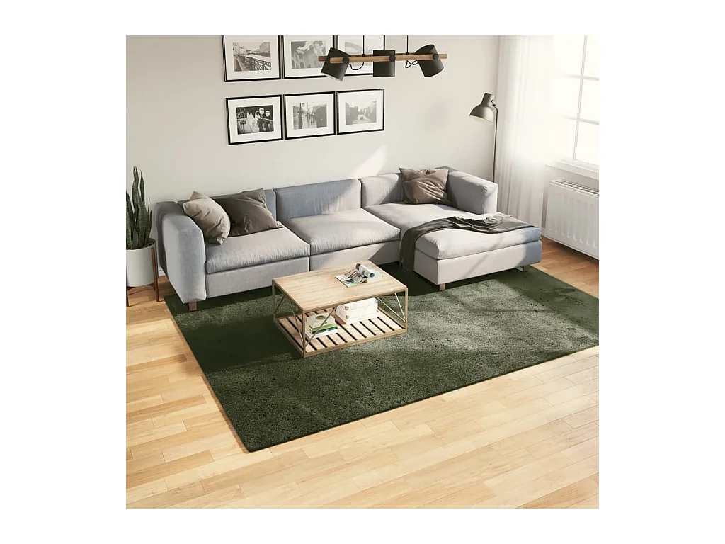 Alfombra pelo corto suave lavable HUARTE verde bosque 200x280cm