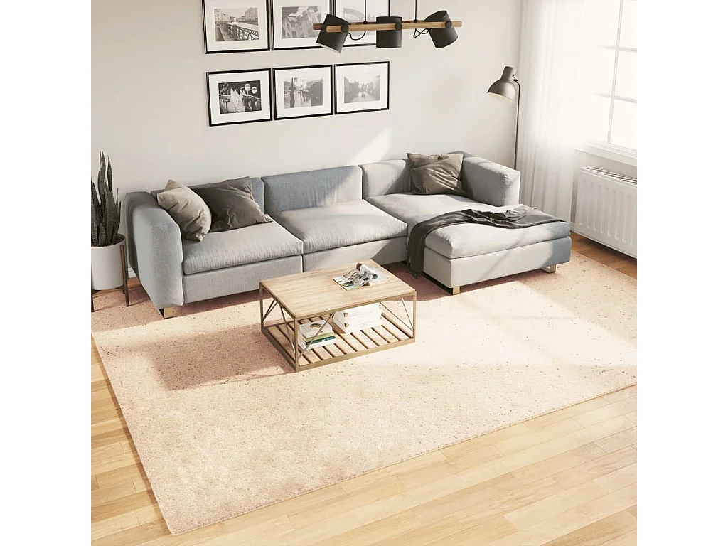 Tapis à poils courts doux et lavable beige 240x340 cm