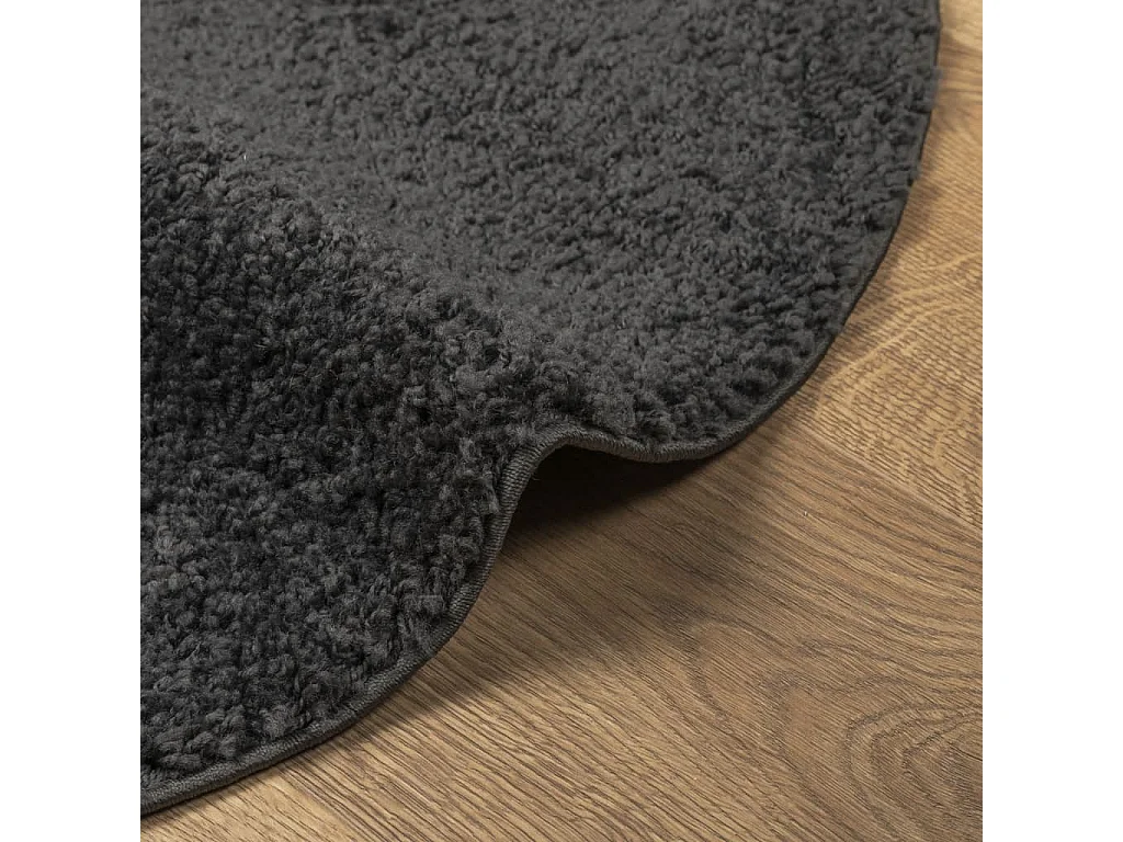 Tapis shaggy à poils longs moderne anthracite ø 80 cm