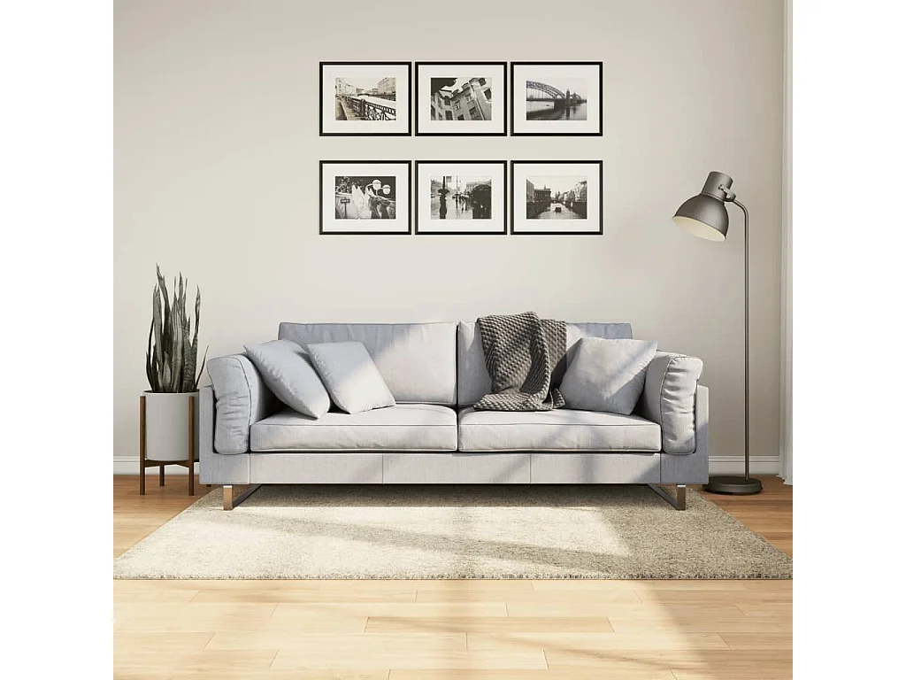 Tapis shaggy à poils longs moderne doré 120x170 cm