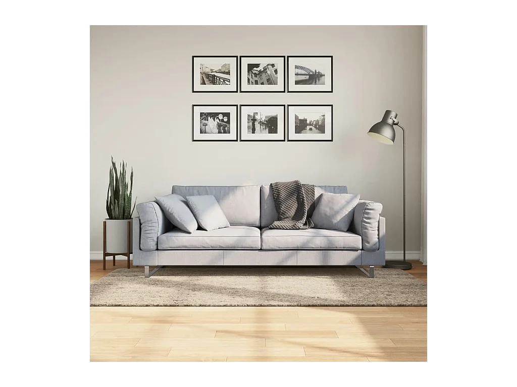 Tapis à poils longs aspect brillant beige 100x200 cm
