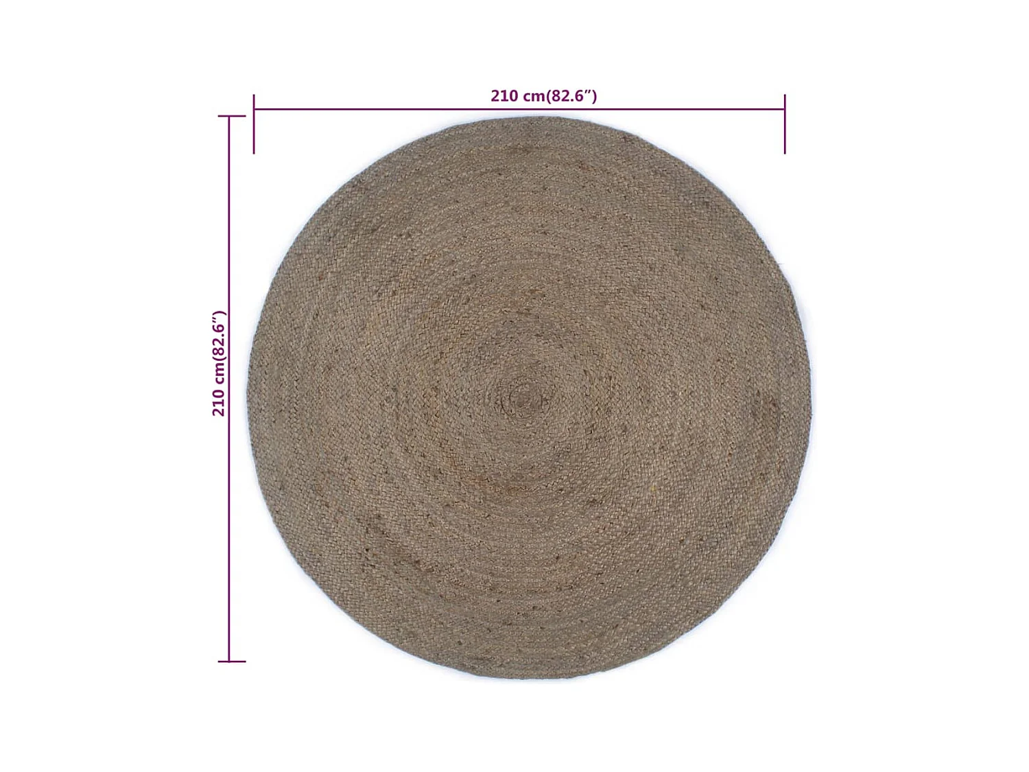 Alfombra de yute tejida a mano redonda gris 210 cm