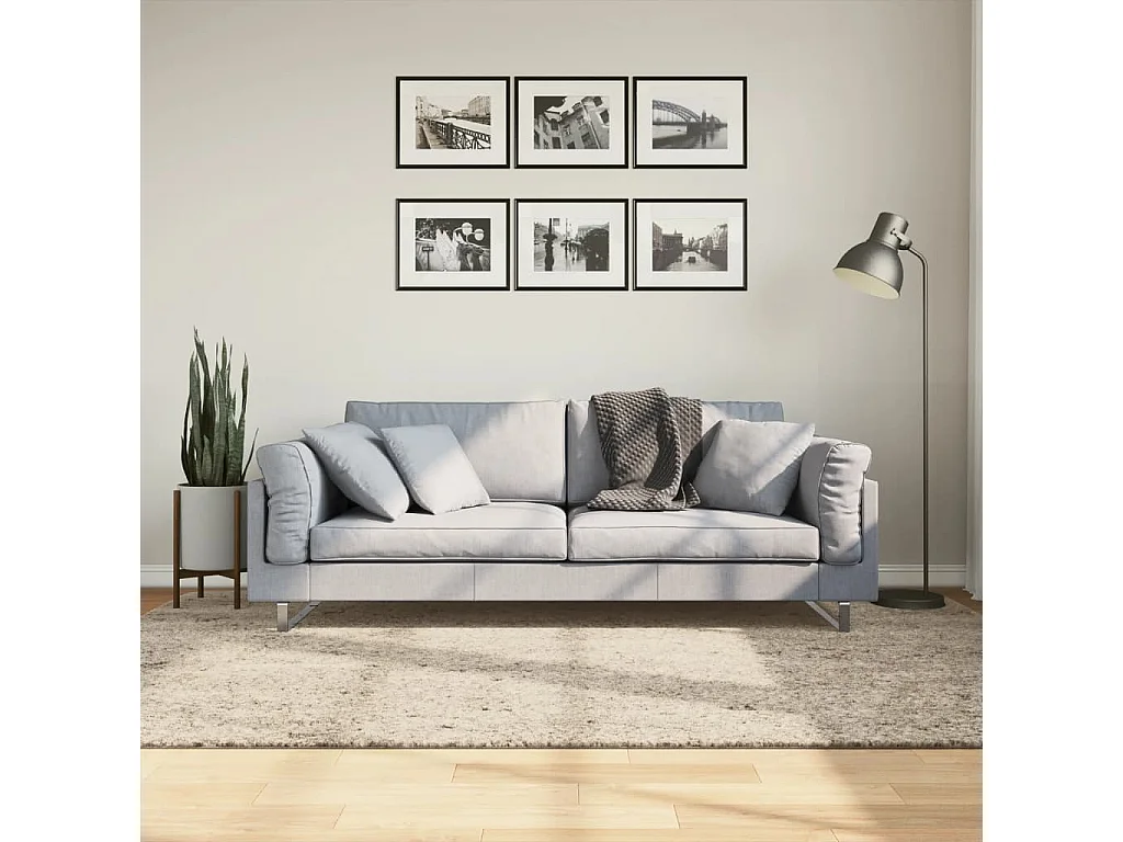 Tapis à poils longs aspect brillant beige 160x230 cm