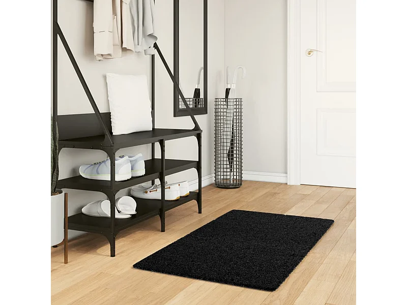 Tapis à poils courts noir 60x110 cm