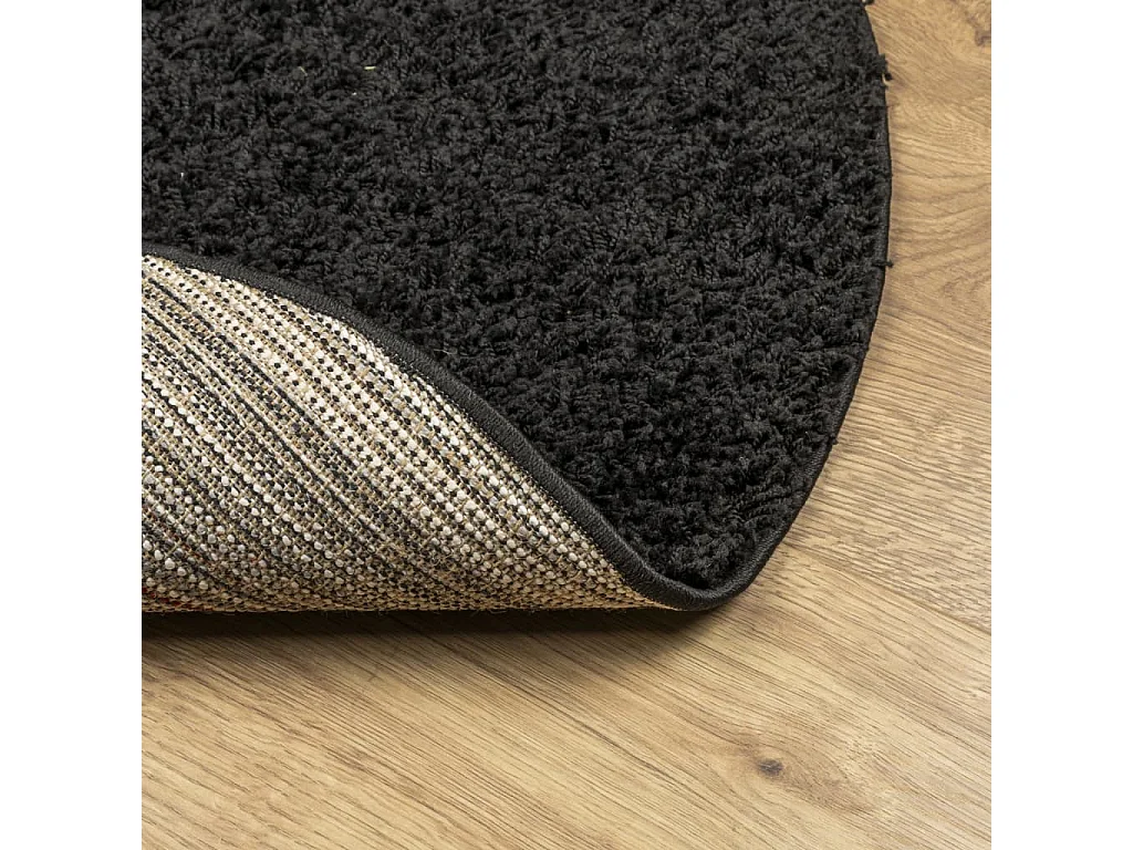 Tapete shaggy de pelo alto Ø 280 cm preto
