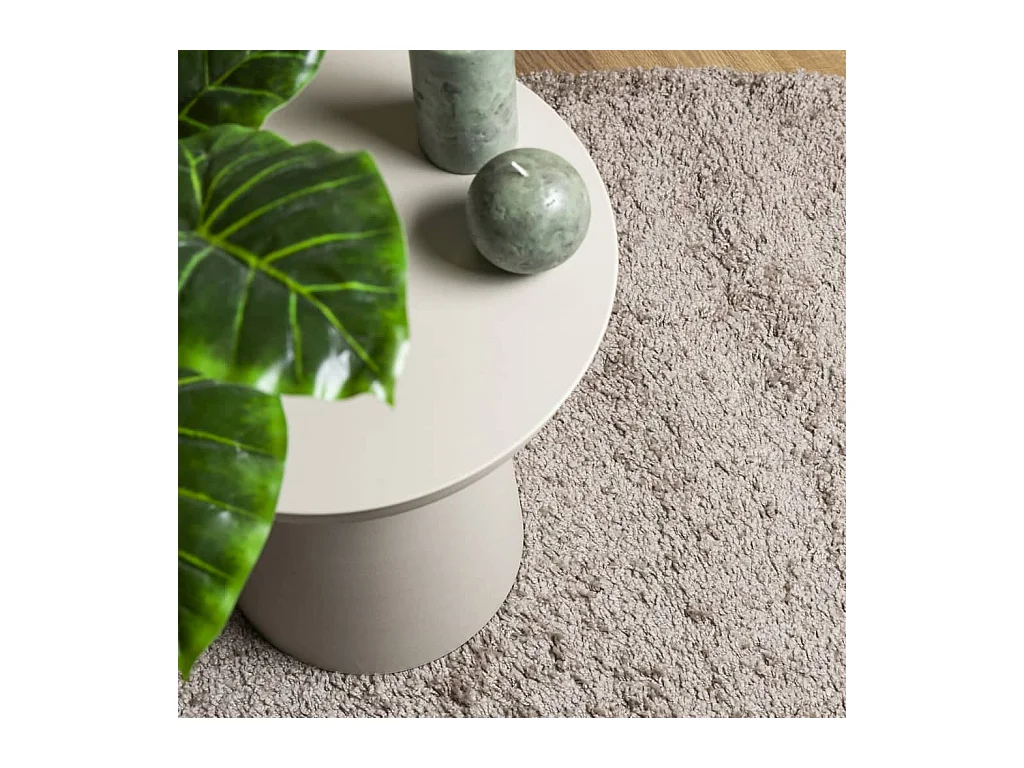 Tapis shaggy à poils longs moderne beige 160x160 cm