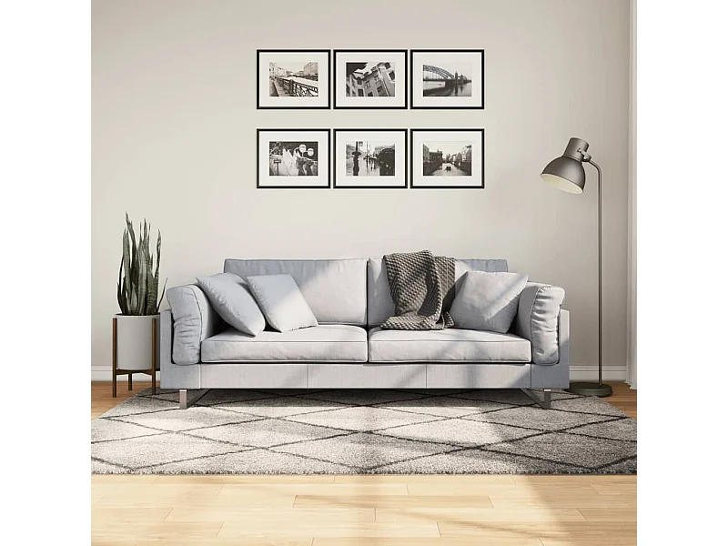 Alfombra de pelo largo moderna beige y antracita 140x200 cm