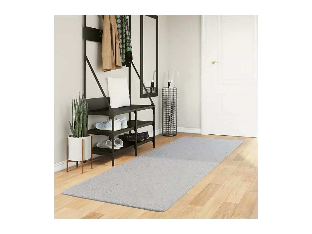 Alfombra de pelo corto suave lavable HUARTE gris 80x250 cm