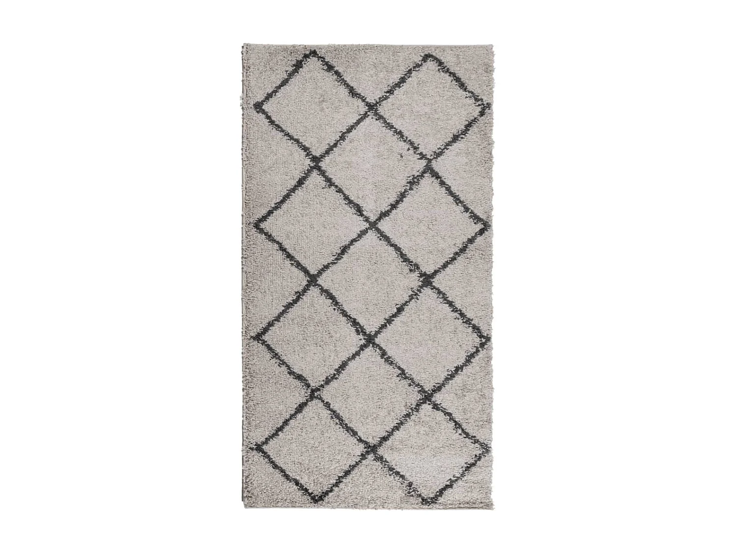 Tapis shaggy à poils longs moderne beige anthracite 60x110 cm
