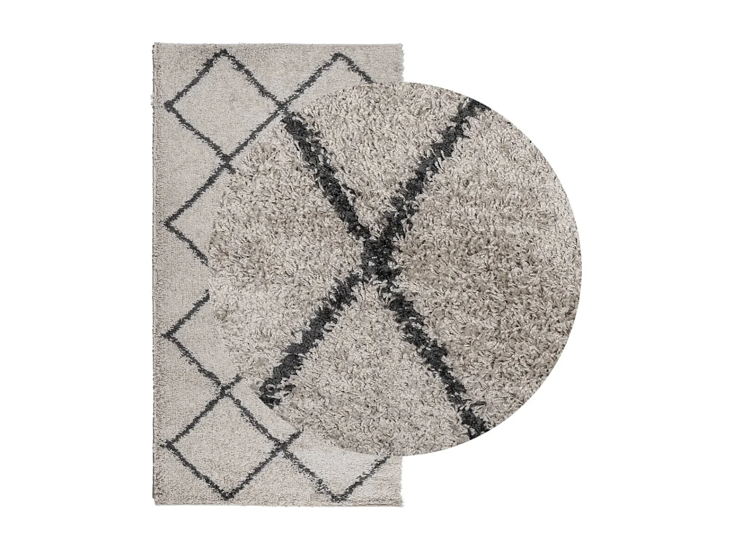 Tapis shaggy à poils longs moderne beige anthracite 60x110 cm