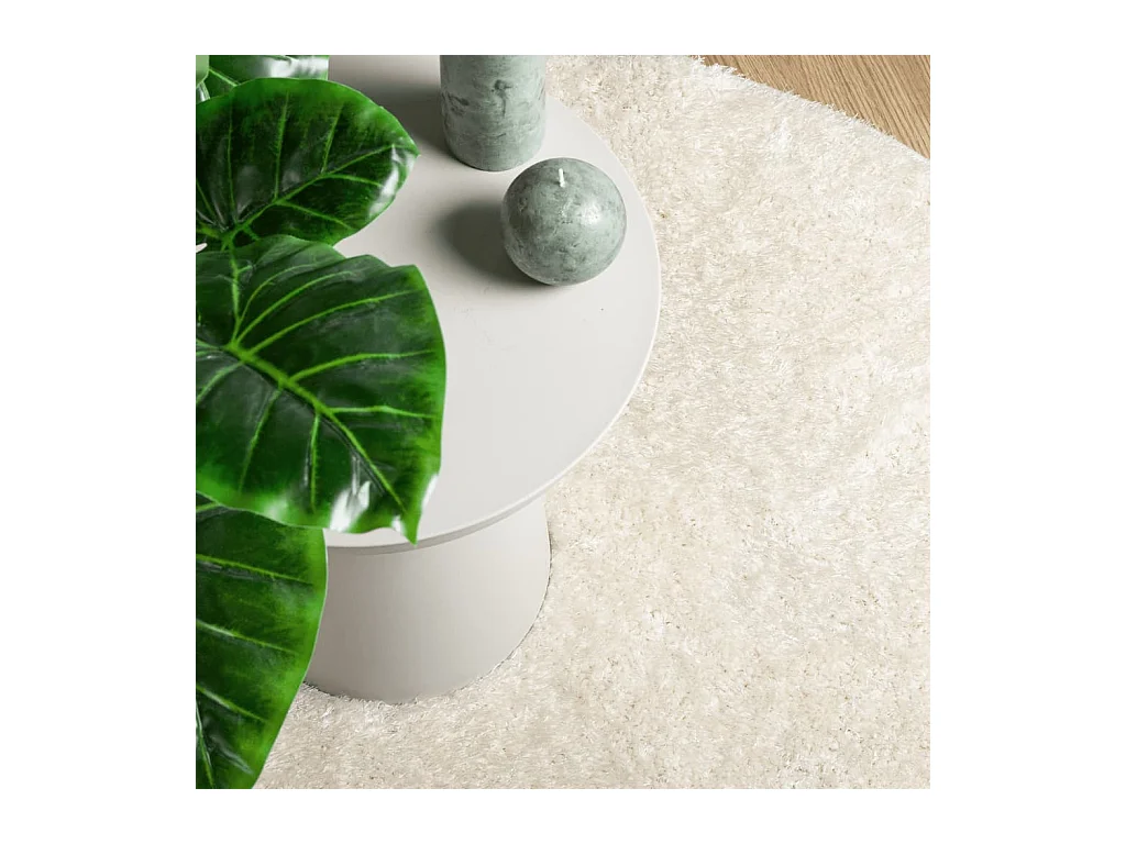 Alfombra pelo largo aspecto brillante ISTAN crema Ø 100 cm