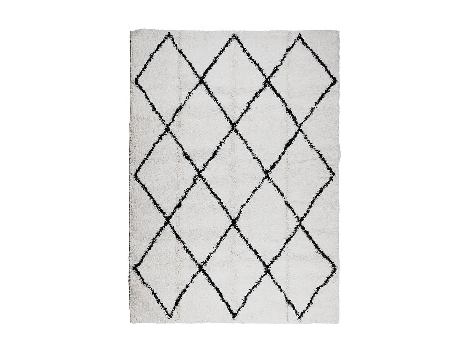 Tapis shaggy à poils longs moderne crème et noir 240x340 cm