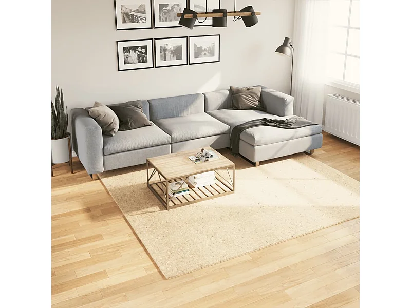 Tapete de pelo curto macio e lavável 240x240 cm cor creme