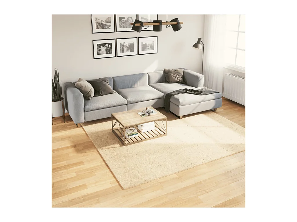 Alfombra de pelo corto suave lavable HUARTE crema 240x240 cm