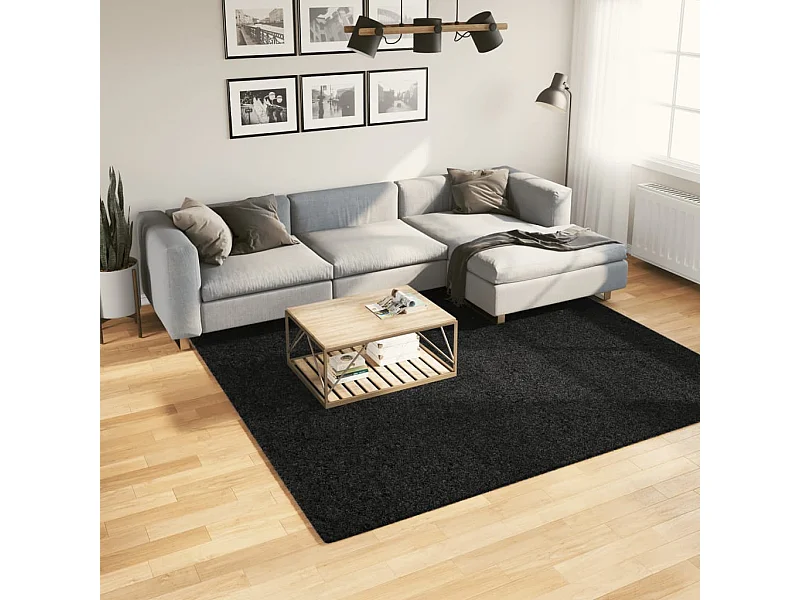 Tapete de pelo curto OVIEDO 240x240 cm preto