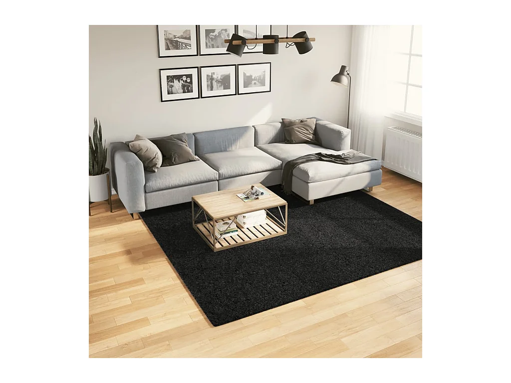 Tapis à poils courts noir 240x240 cm