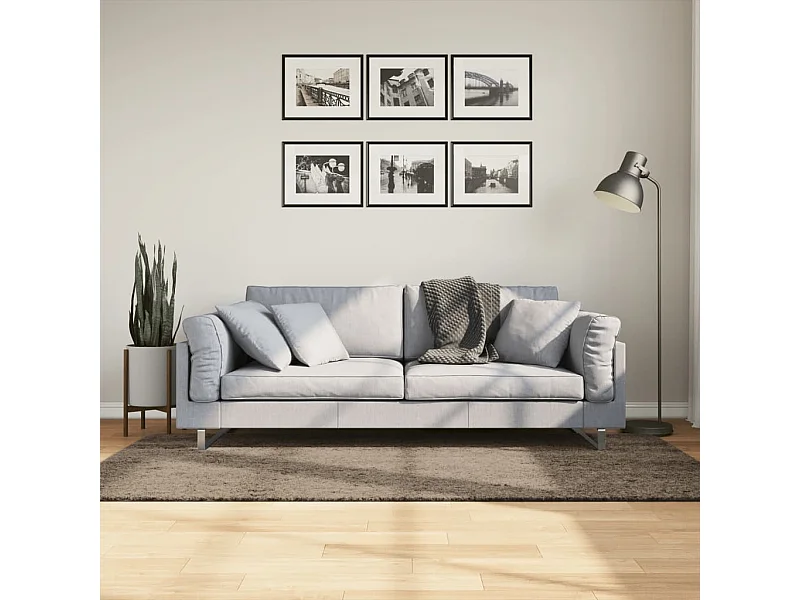 Tapis à poils longs aspect brillant gris 100x200 cm