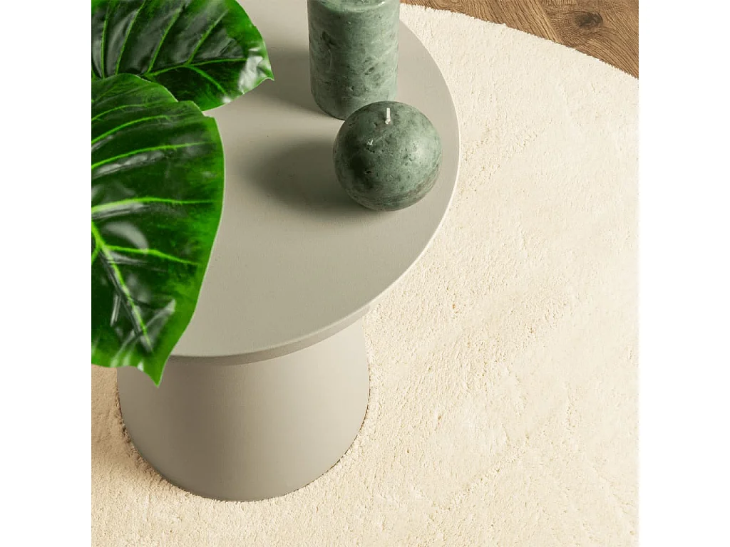 Tapete de pelo curto macio e lavável Ø 120 cm cor creme