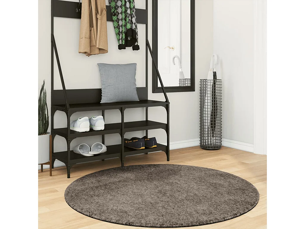 Alfombra pelo largo aspecto brillante ISTAN gris Ø 120 cm