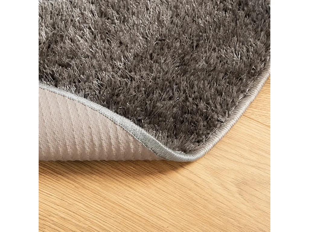 Alfombra pelo largo aspecto brillante ISTAN gris Ø 120 cm