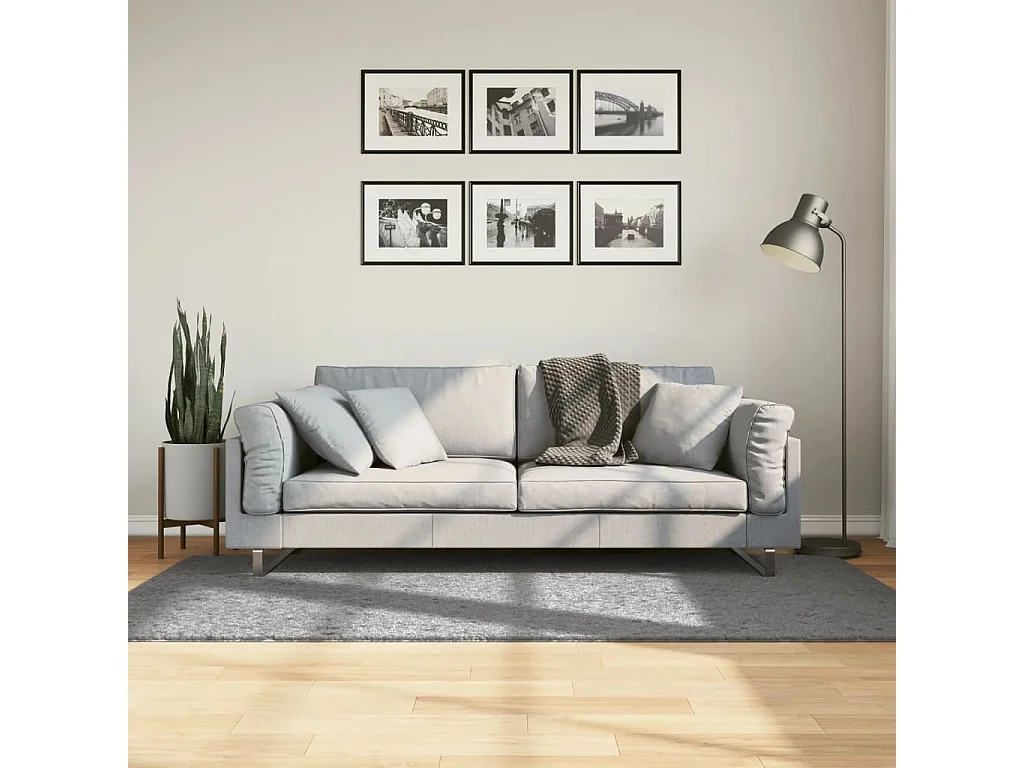 Tapis shaggy à poils longs moderne gris 100x200 cm