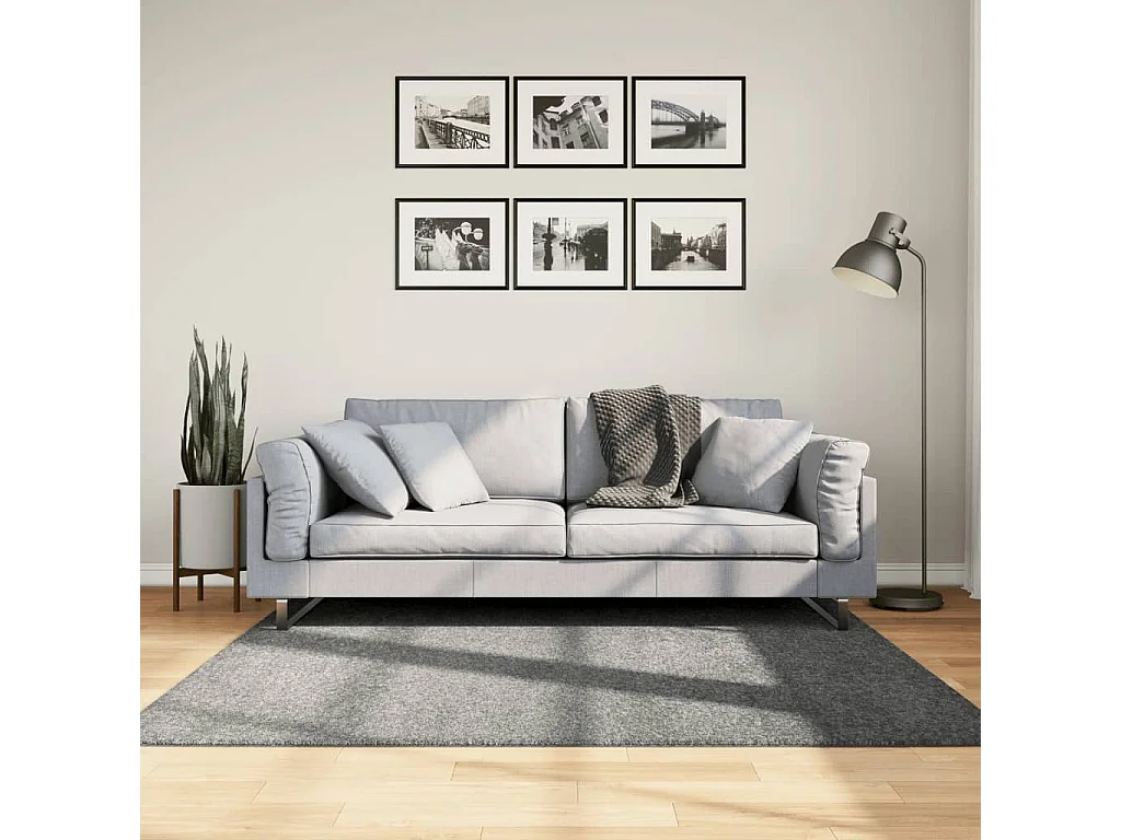 Tapis shaggy à poils longs moderne vert 160x160 cm