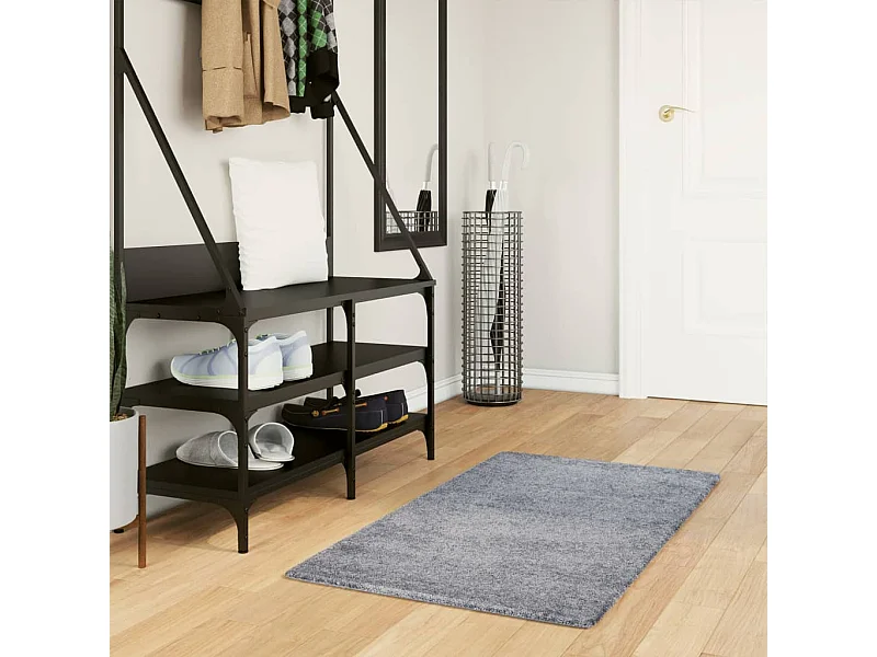 Tapis shaggy à poils longs moderne bleu 60x110 cm