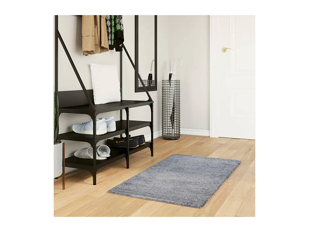 Tapis shaggy à poils longs moderne bleu 60x110 cm