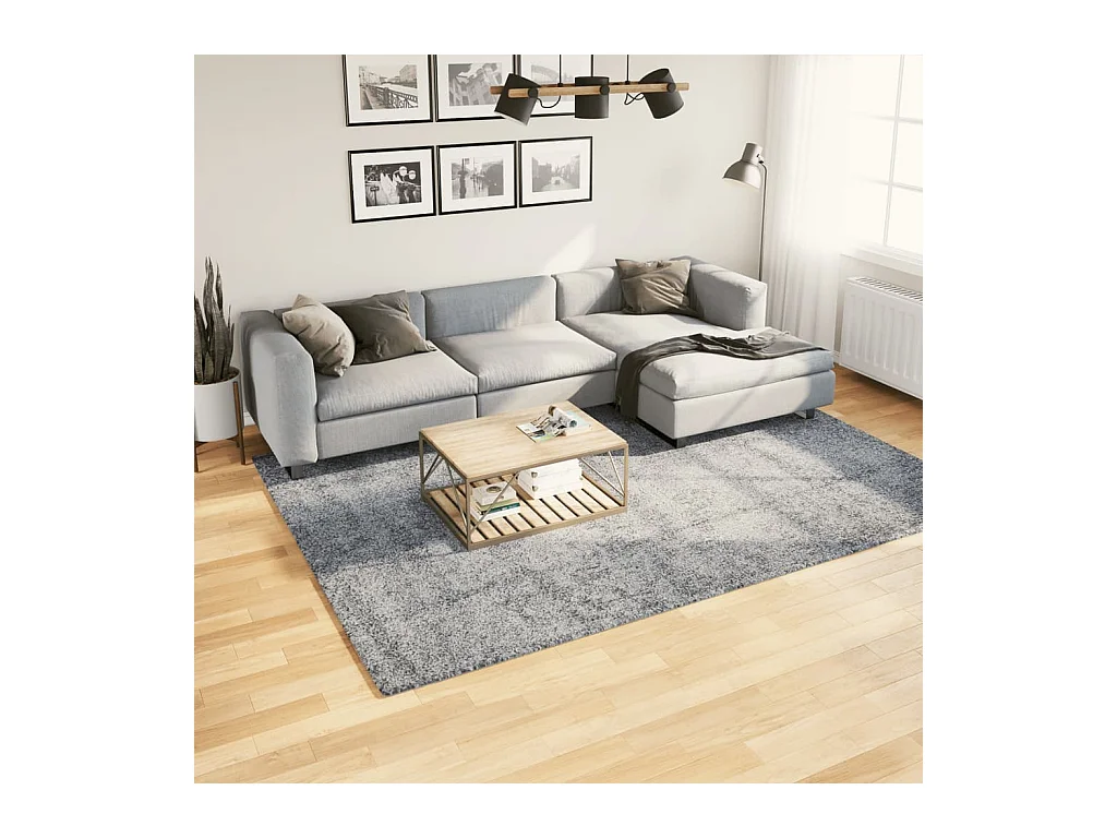 Tapis shaggy à poils longs moderne bleu 200x280 cm