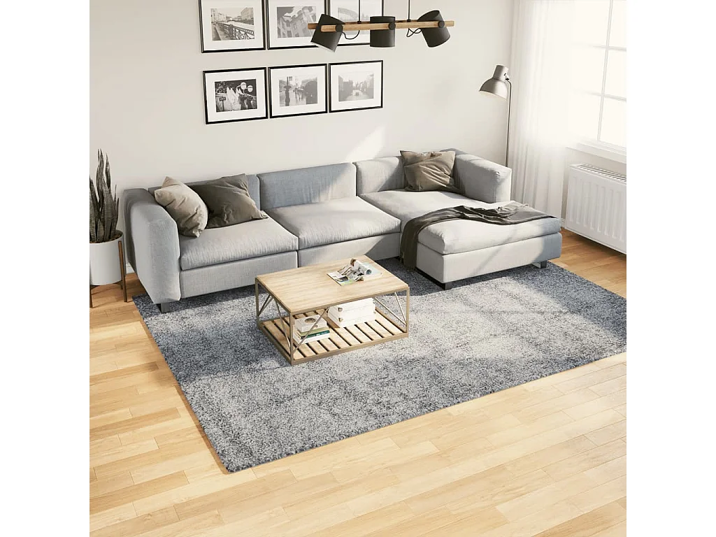 Alfombra de pelo largo moderna azul 200x280 cm