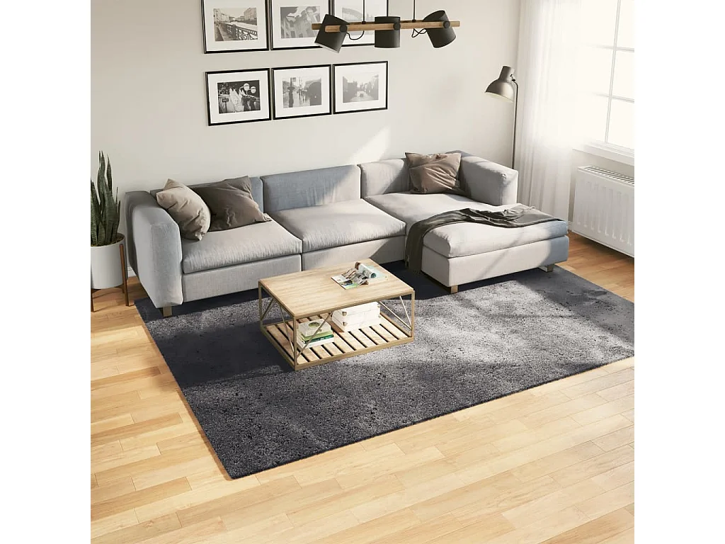 Alfombra de pelo corto suave y lavable gris antracita 200x280cm