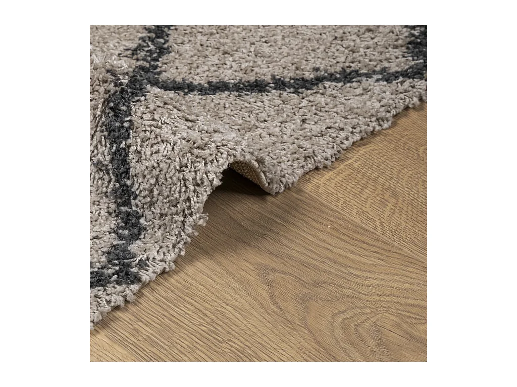 Alfombra de pelo largo moderna beige y antracita 80x200 cm