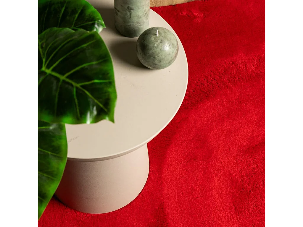Tapis à poils courts doux et lavable rouge 200x200 cm