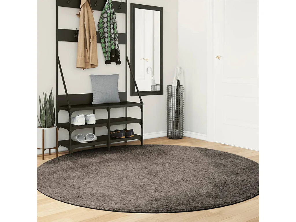 Tapis à poils longs aspect brillant gris ø 200 cm