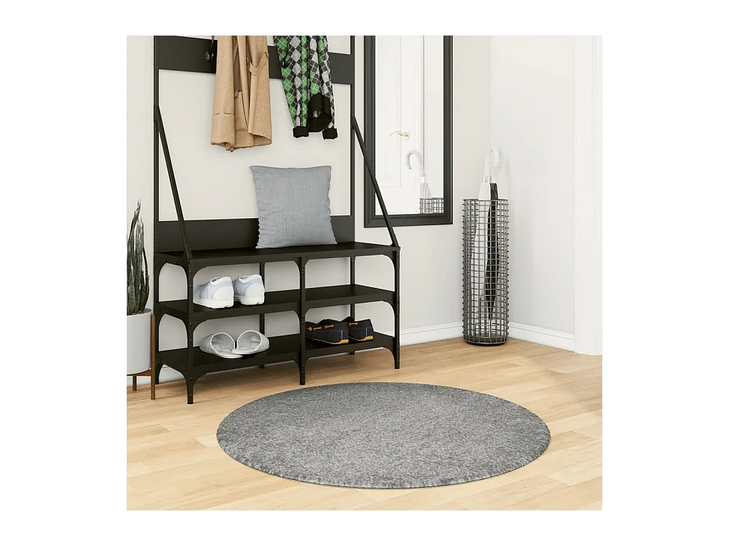 Tapis shaggy à poils longs moderne vert ø 100 cm