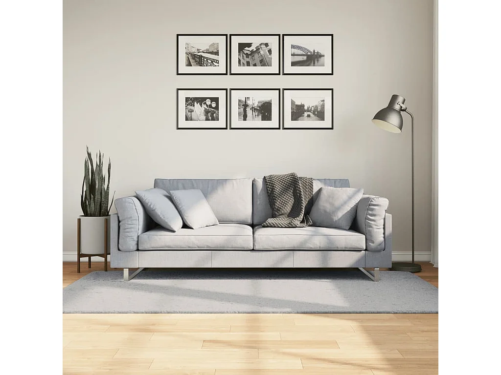 Tapis à poils courts doux et lavable gris 100x200 cm