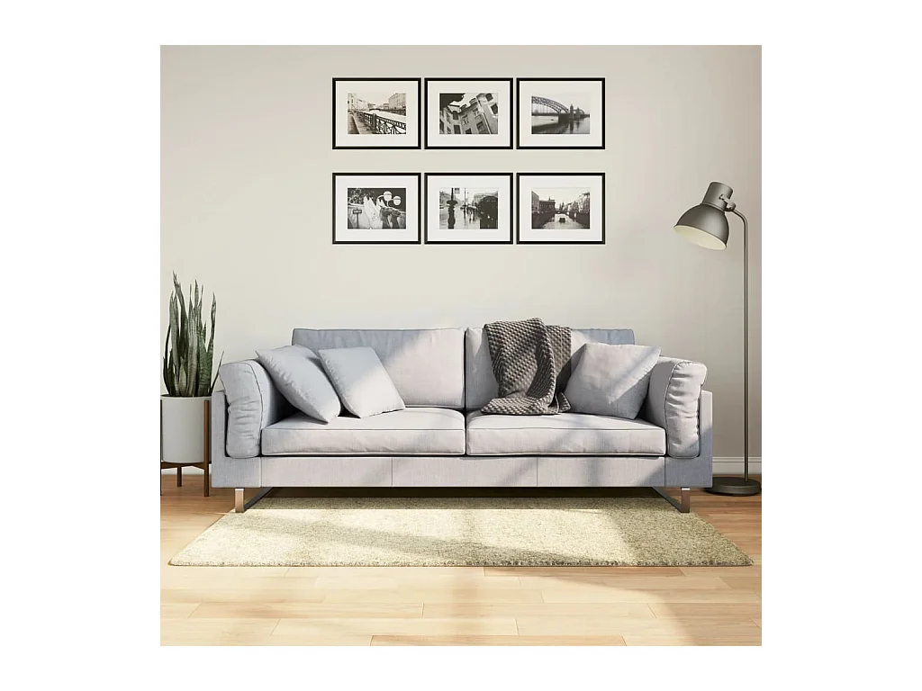 Tapis shaggy à poils longs moderne doré 80x150 cm