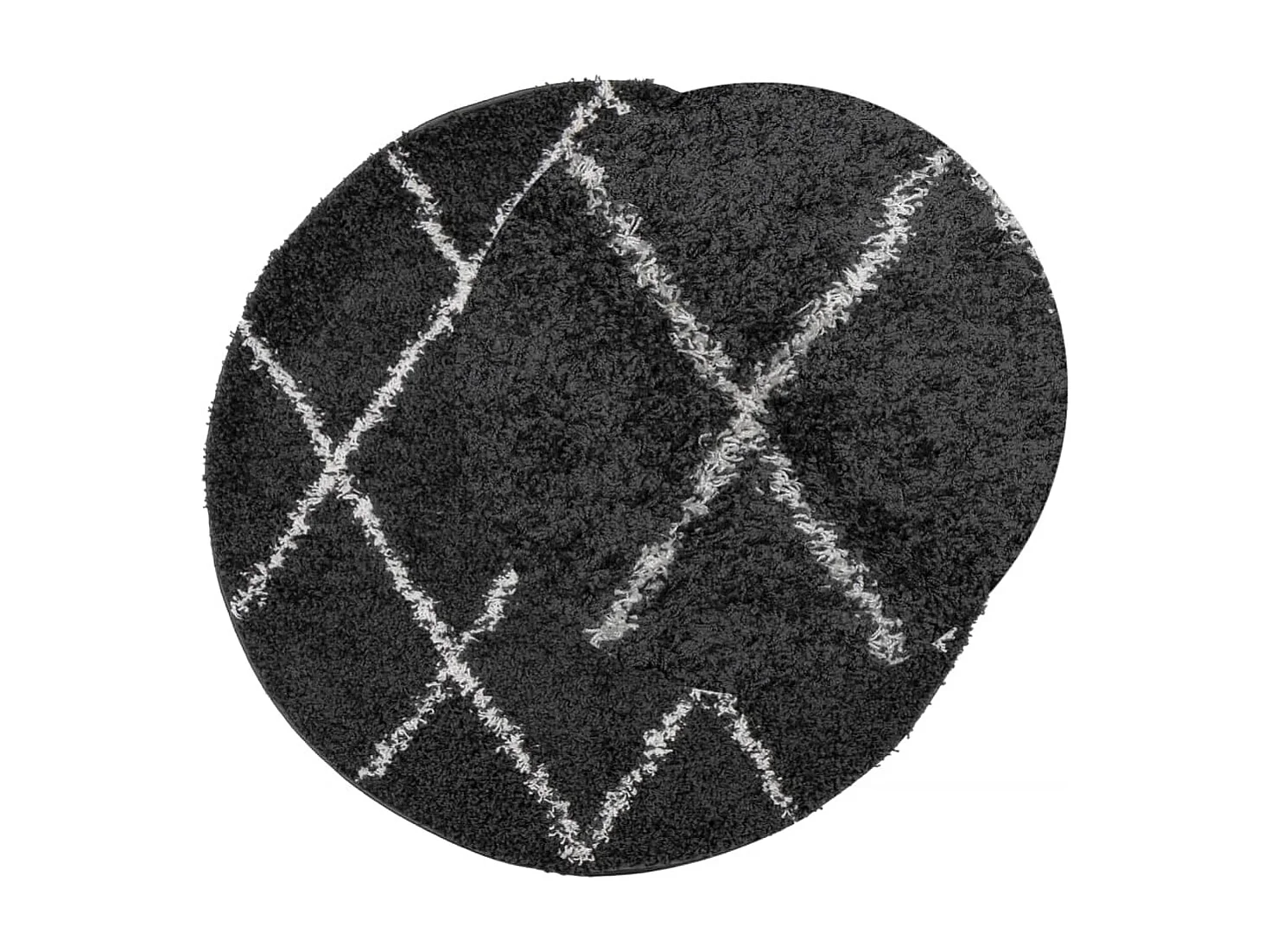 Tapete shaggy de pelo alto Ø 160 cm preto e creme