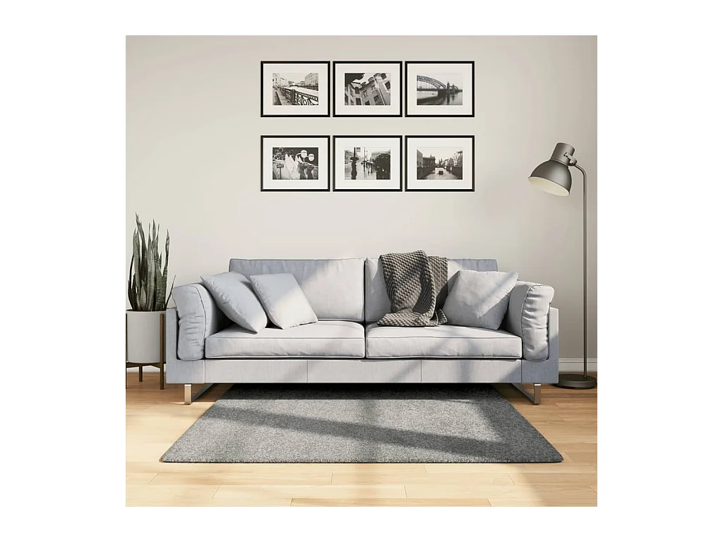 Tapis shaggy à poils longs moderne vert 120x120 cm