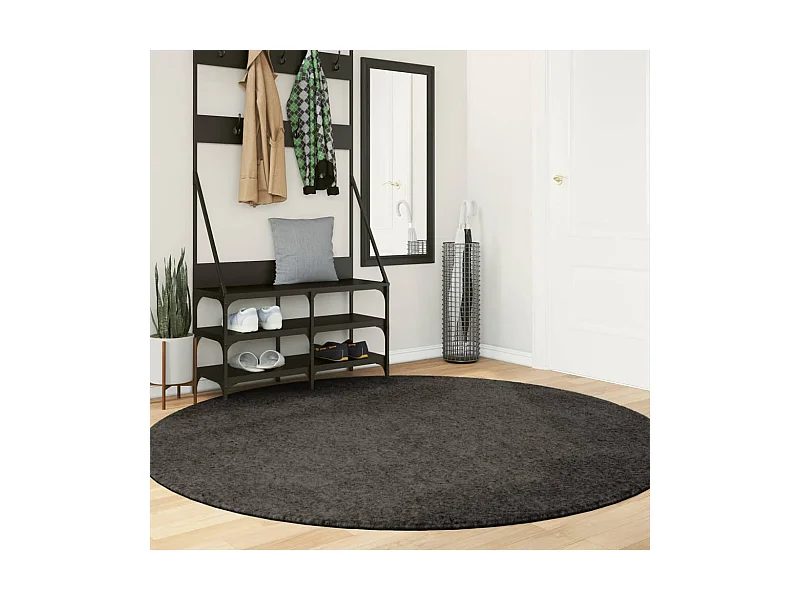 Alfombra pelo largo aspecto brillante ISTAN antracita Ø 200 cm