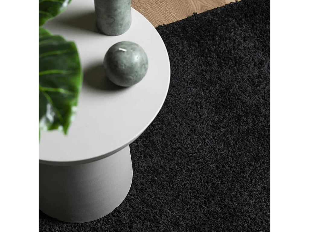 Tapete shaggy de pelo alto 200x200 cm preto