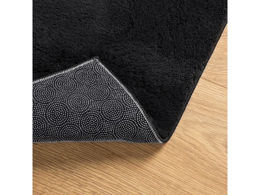 Tapete de pelo curto macio e lavável 80x250 cm preto