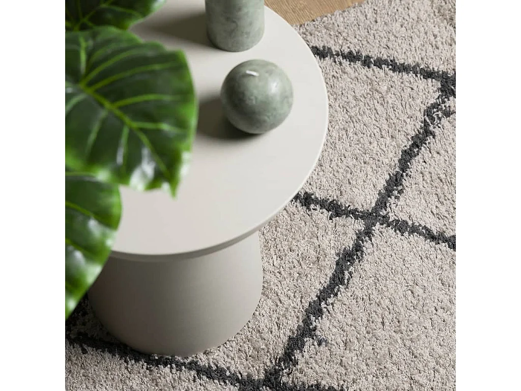 Tapis shaggy à poils longs moderne beige anthracite 120x120 cm