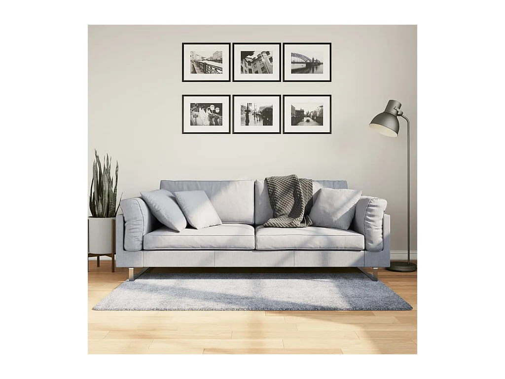 Tapis shaggy à poils longs moderne bleu 80x150 cm